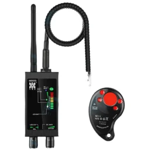 فرکانس یاب و آشکار ساز مدل M8000ویژگی های محصول سناریوی کاربردی: 1. تشخیص لیزری لنز 2. تشخیص فرکانس باصدا 3. تشخیص فرکانس بی صدا(لرزش) 4. نمایشگر ال ای دی 5. تشخیص مگنت (GPS و ردیاب) محدوده فرکانس: 1 مگاهرتز تا 12000 مگاهرتز محدوده تشخیص دوربین وایرلس: 25 متر مربع (2.4گیگاهرتز) 36 مترمربع (1.2 گیگاهرتز) باند فرکانس تلفن همراه تلفن همراه: 25 مترمربع 2G 3G 4G محدوده تشخیص مغناطیسی (مگنت GPS) : 5 تا 15 سانتی متر باتری: 3.7 ولت 1500 میلی آمپر زمان شارژ: حدود 1 تا 2 ساعت زمان کار مداوم: حدود 6 تا 7 ساعت سایز: 18*50*121 میلی متر